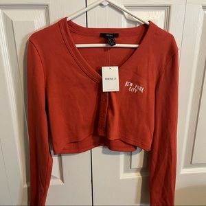 new york city long sleeve crop top